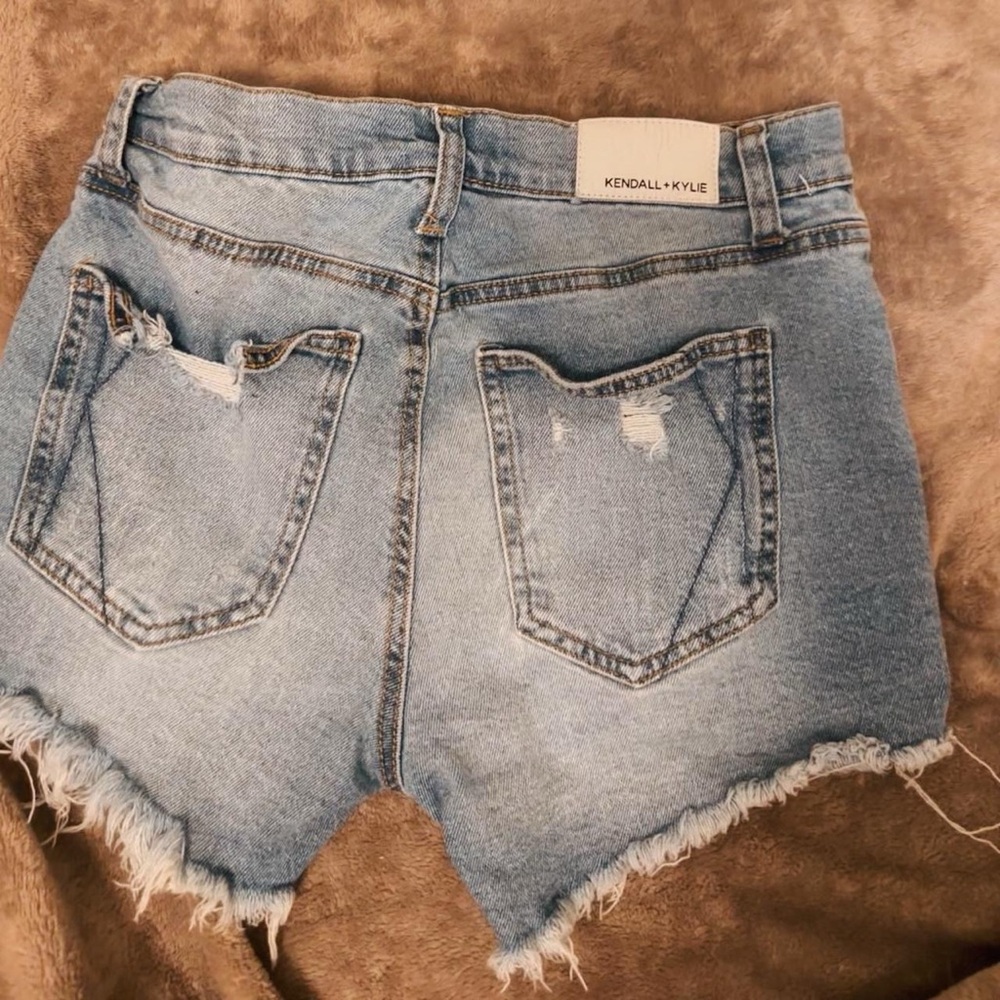 Kendall & Kylie Blue Jean Shorts Distressed Frayed Hem